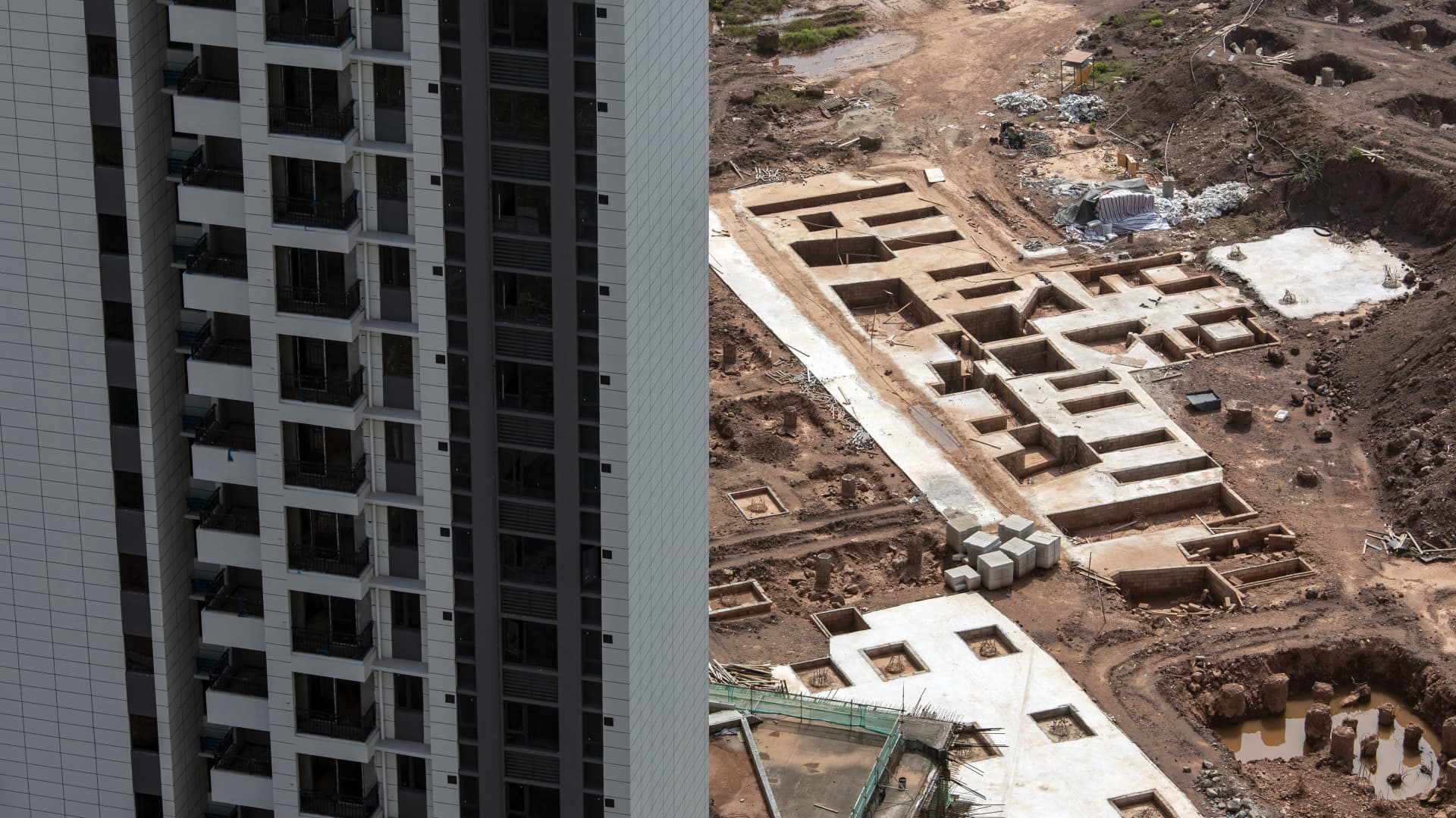 Residential buildings under construction in China