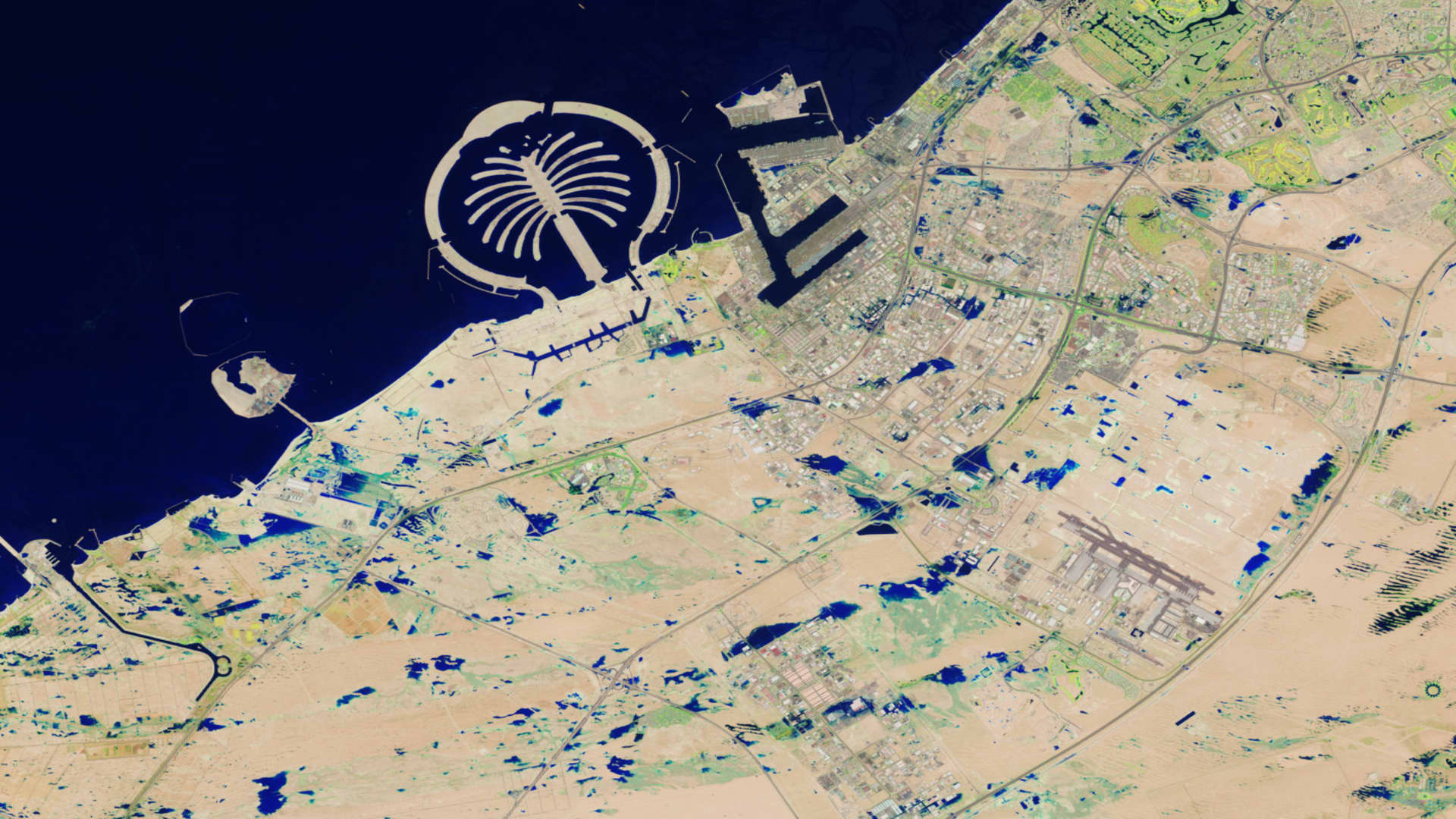 Pre and Post Storm Satellite Images of Dubai