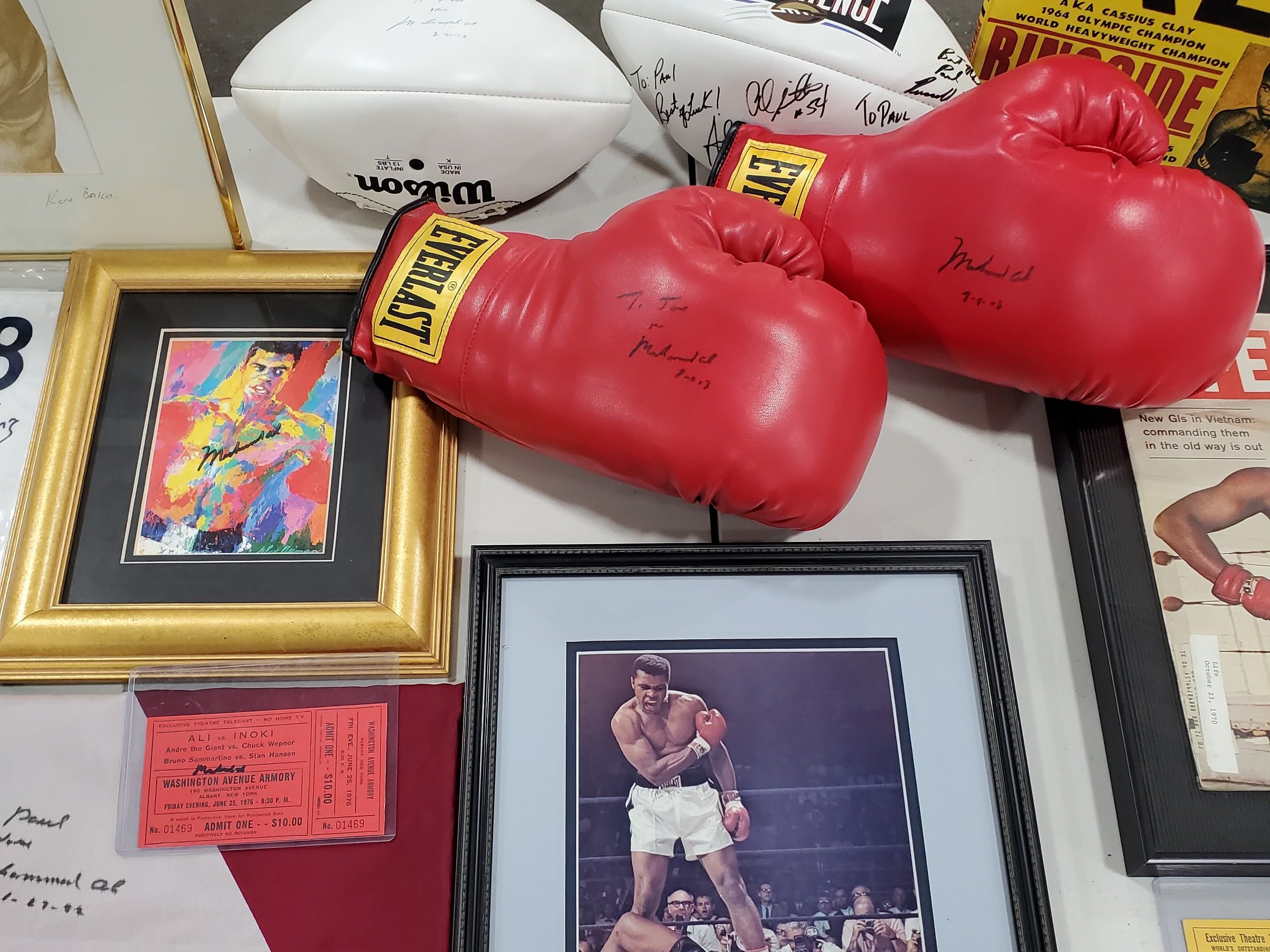 Several of the Muhammad Ali-signed items being auctioned off by his former attorney, Paul Jancha beginning April 21, 2024. (AuctionMonthly.com)