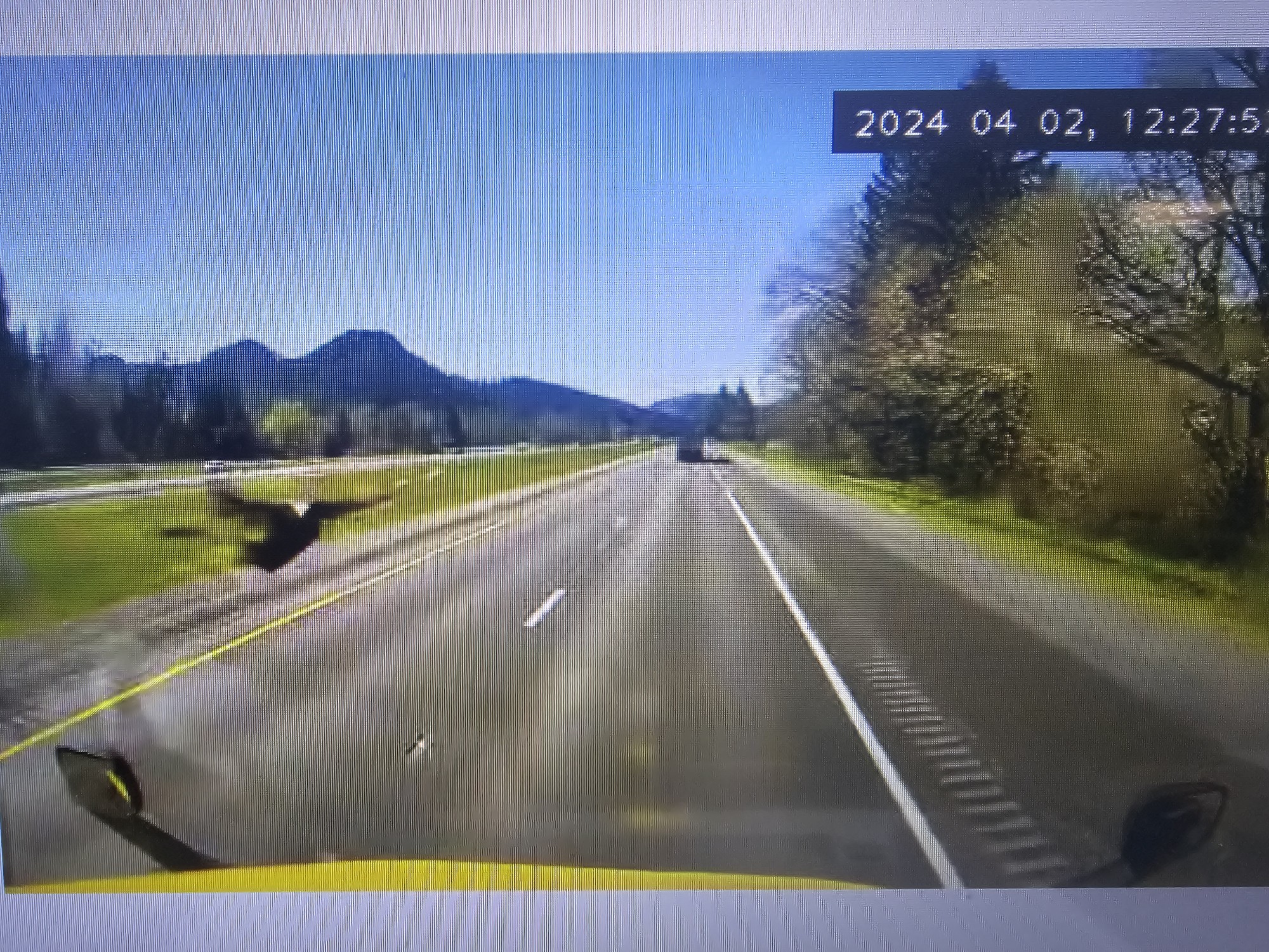 Truck driver David Duell is in the hospital after a turkey went through his windshield causing the truck to crash near Grants Pass on Apr. 9, 2024.